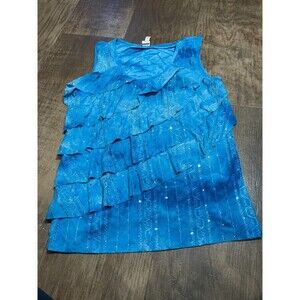 Perception Concept Top Womens Large L Blue Sleeveless Blouse